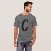 文字Cイニシャル大独身の文字モノグラム Tシャツ (正面フル)