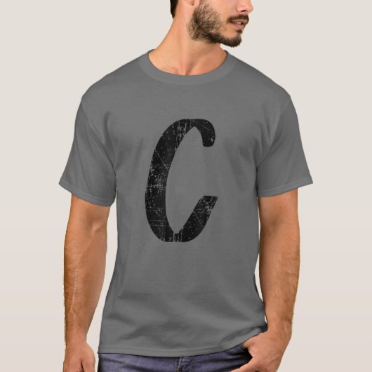 文字Cイニシャル大独身の文字モノグラム Tシャツ (正面)
