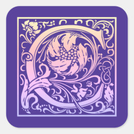 文字Cヴィンテージカラフル最初の文字グラデーション スクエアシール