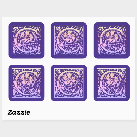 文字Cヴィンテージカラフル最初の文字グラデーション スクエアシール (シート)