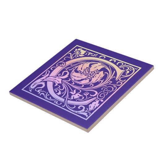 文字Cヴィンテージカラフル最初の文字グラデーション タイル (側面)