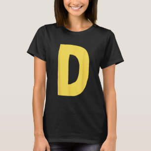 文字Dの大きいはっきりしたと黄色 Tシャツ