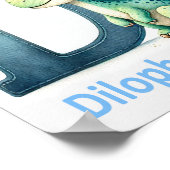 文字D、恐竜アルファベット水彩画ポスター ポスター (角)