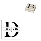 文字D | 黒い装飾用分割モノグラム ラバースタンプ (押印)