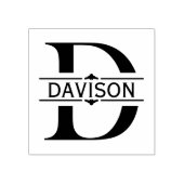 文字D | 黒い装飾用分割モノグラム ラバースタンプ (インプリント)