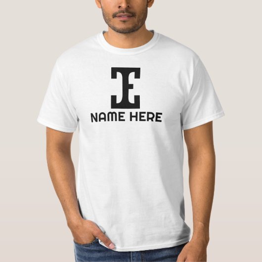 文字eイニシャルはパーソナライズされた tシャツ (正面)