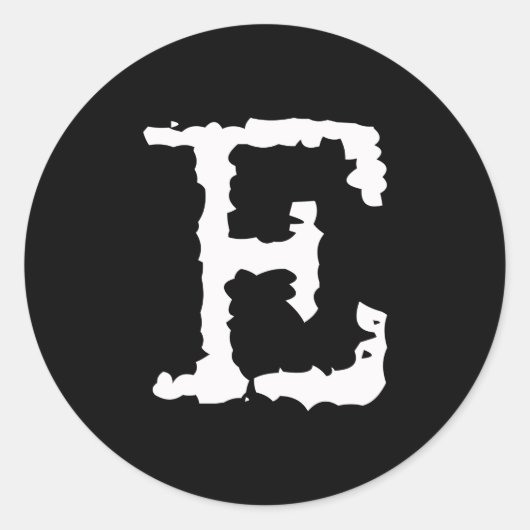 文字E ラウンドシール (正面)