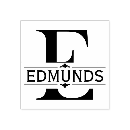 文字E | 黒い装飾用分割モノグラム ラバースタンプ (インプリント)