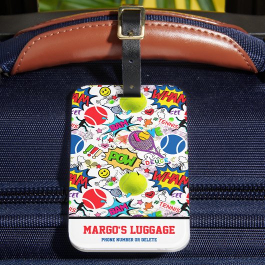 文字😍🤩Eclecticテニス🎾パターン ラゲッジタグ (正面インサイチュ2)