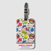 文字😍🤩Eclecticテニス🎾パターン ラゲッジタグ (正面縦)