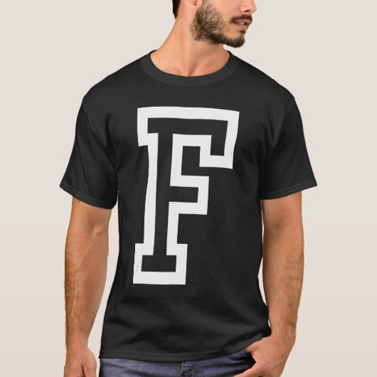 文字Fはっきりしたのアウトライン(白) 1 Tシャツ (正面)