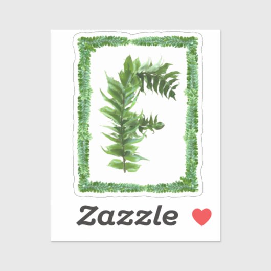 文字Fイニシャルモノグラム、グリーンファーンアルファベットF シール (シート)