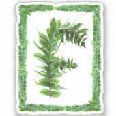 文字Fイニシャルモノグラム、グリーンファーンアルファベットF シール (正面)