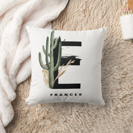 文字Fモノグラム |熱帯モンステラパーソナライズされた クッション (ブランケット)