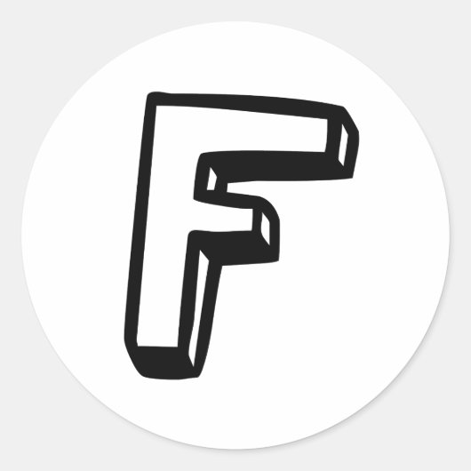 文字F ラウンドシール (正面)