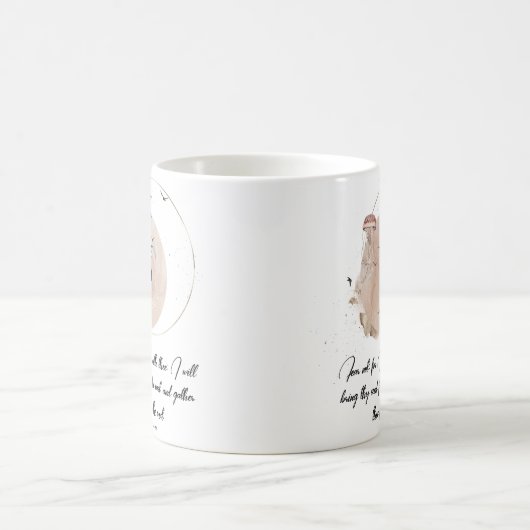 文字F、水彩聖書引用文マグ コーヒーマグカップ (中央)