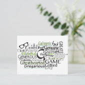 文字Gで始まる形容詞群 ポストカード (スタンド正面)