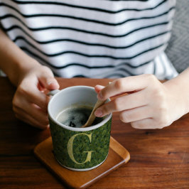 文字G濃い緑と黄色の自由 コーヒーマグカップ