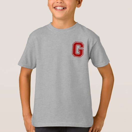 文字G -イニシャル名アルファベットモノグラム Tシャツ (正面)