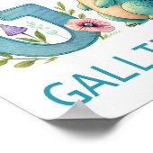 文字G、恐竜アルファベット水彩画ポスター ポスター (角)