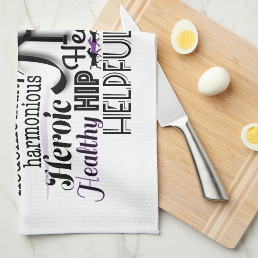 文字Hで始まる形容詞の単語クラウド キッチンタオル (四つ折り)