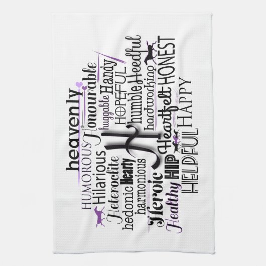 文字Hで始まる形容詞の単語クラウド キッチンタオル (縦)