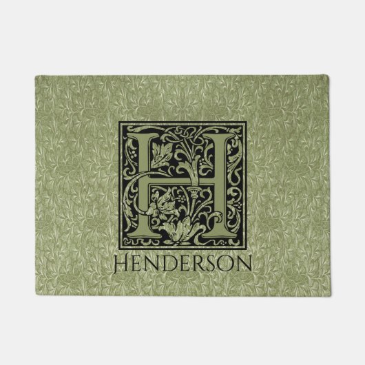 文字Hの先頭文字モノグラパーソナライズされたム ドアマット (正面)
