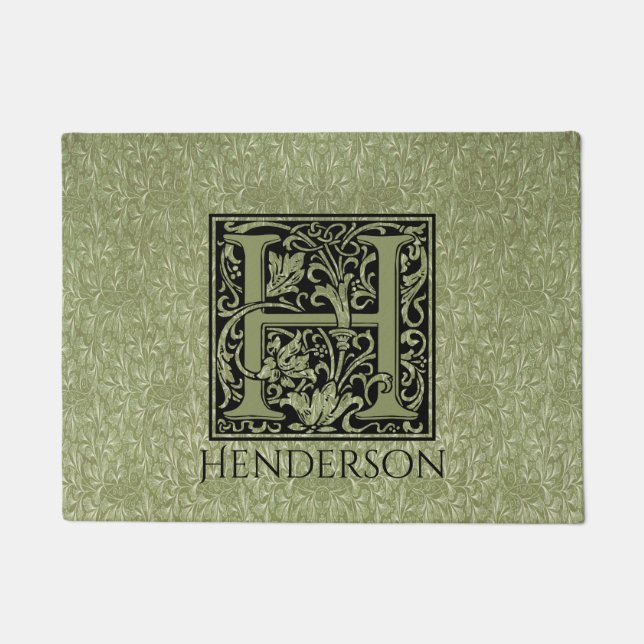 文字Hの先頭文字モノグラパーソナライズされたム ドアマット (正面)