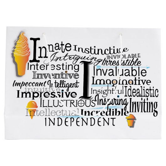 文字Iで始まる形容詞群 ラージペーパーバッグ (裏面)