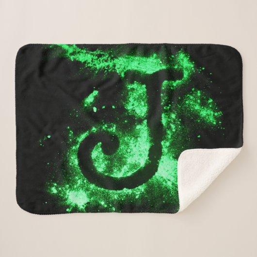 文字Jグリーン大文字アルファベット シェルパブランケット (正面(横))