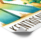 文字K、恐竜アルファベット水彩画ポスター ポスター (角)