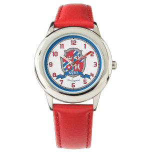 文字K crest red blue birdを意味するクルト名 腕時計