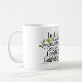 文字Lで始まる形容詞の単語クラウド コーヒーマグカップ (左)