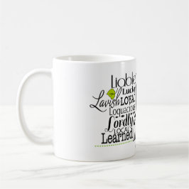 文字Lで始まる形容詞の単語クラウド コーヒーマグカップ