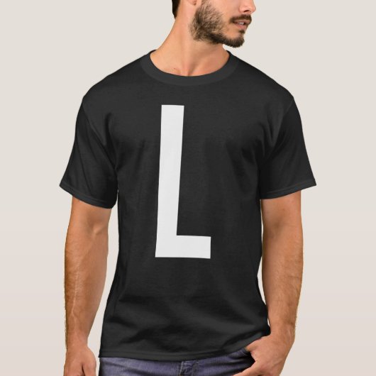 文字Lアルファベットモノグラムイニシャル Tシャツ (正面)