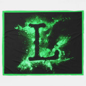 文字Lグリーン大文字アルファベット フリースブランケット (正面(横))