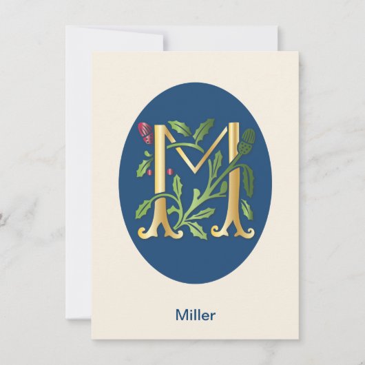 文字M モノグラム フルールドリス 招待状 (正面)