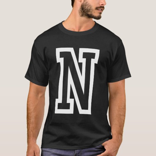 文字Nはっきりしたのアウトライン(白) Tシャツ (正面)