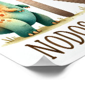 文字N、恐竜アルファベット水彩画ポスター ポスター (角)