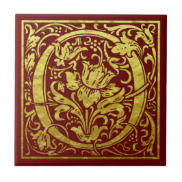 文字O先頭文字フェイク金ゴールド赤 タイル