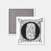 文字'O' （リーフ付き） – マグネット (正面/裏面)