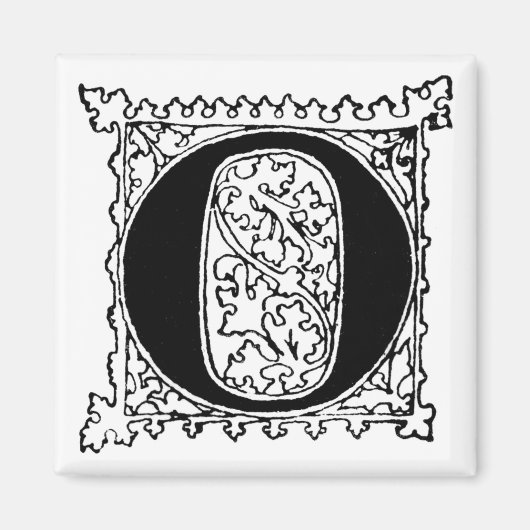 文字'O' （リーフ付き） – マグネット (正面)