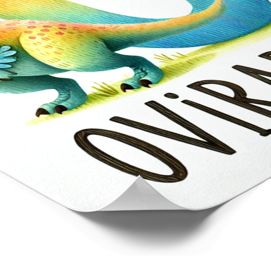 文字O、恐竜アルファベット水彩画ポスター ポスター (角)