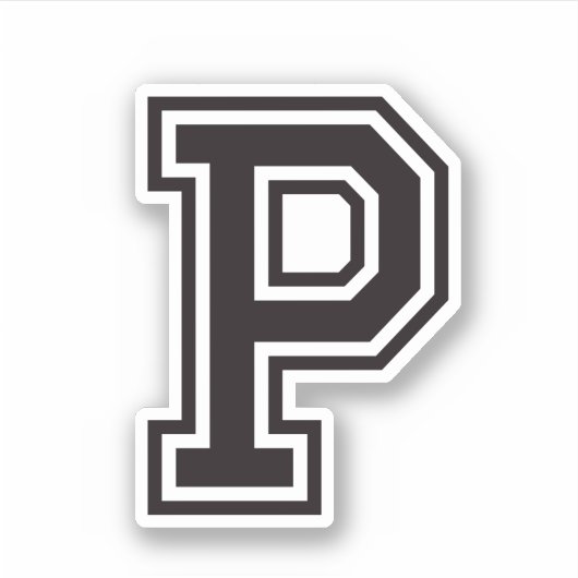 文字Pスポーティ大学のフォントアルファベット シール (正面)