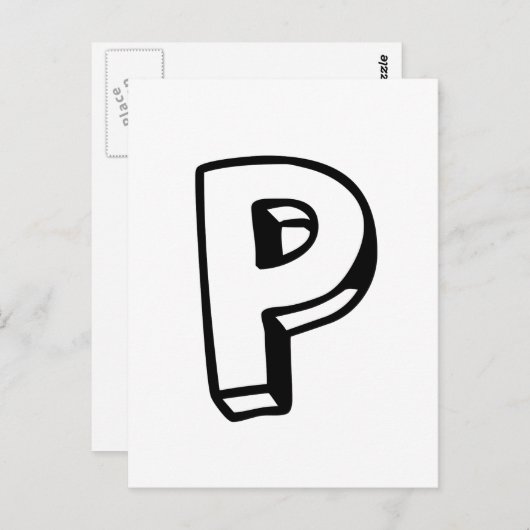 文字P ポストカード (正面/裏面)