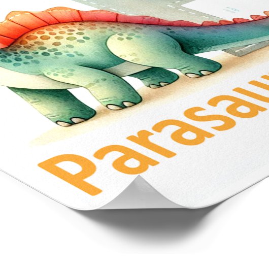 文字P、恐竜アルファベット水彩画ポスター ポスター (角)