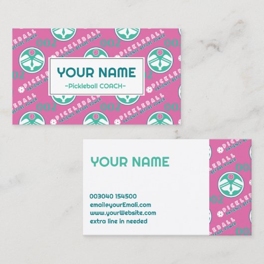 文字Pickleballで：電源前の忍耐 名刺 (正面/裏面)