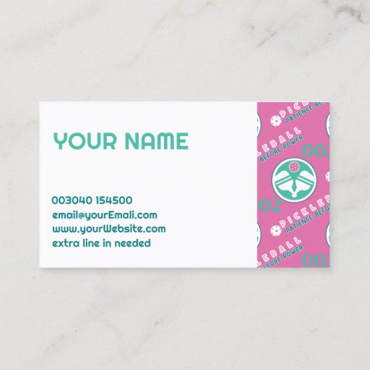 文字Pickleballで：電源前の忍耐 名刺 (裏面)