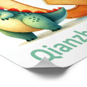 文字Q、恐竜アルファベット水彩画ポスター ポスター (角)