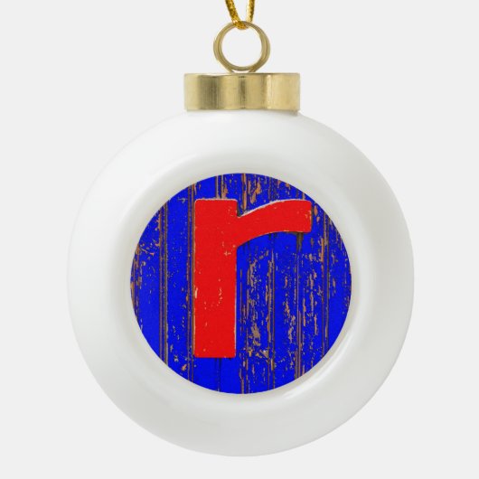 文字r セラミックボールオーナメント (正面)
